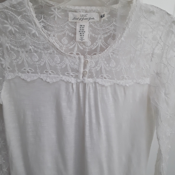 H&M L.O.G.G White Top (14Y) - Picture 3 of 10